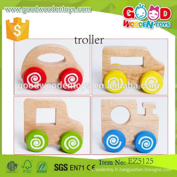 Vente chaude de bois naturel mini voiture jouet OEM éducatif troller jouets jouet jouet en bois EZ5125